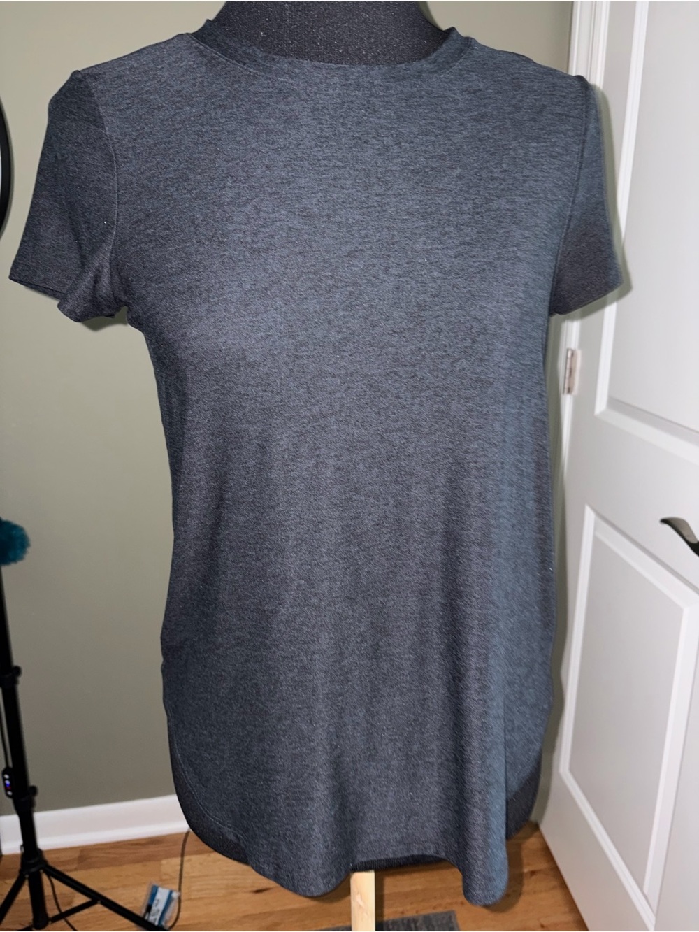 Beyond Yoga Heather Charcoal Short Sleeve Crew Tee
